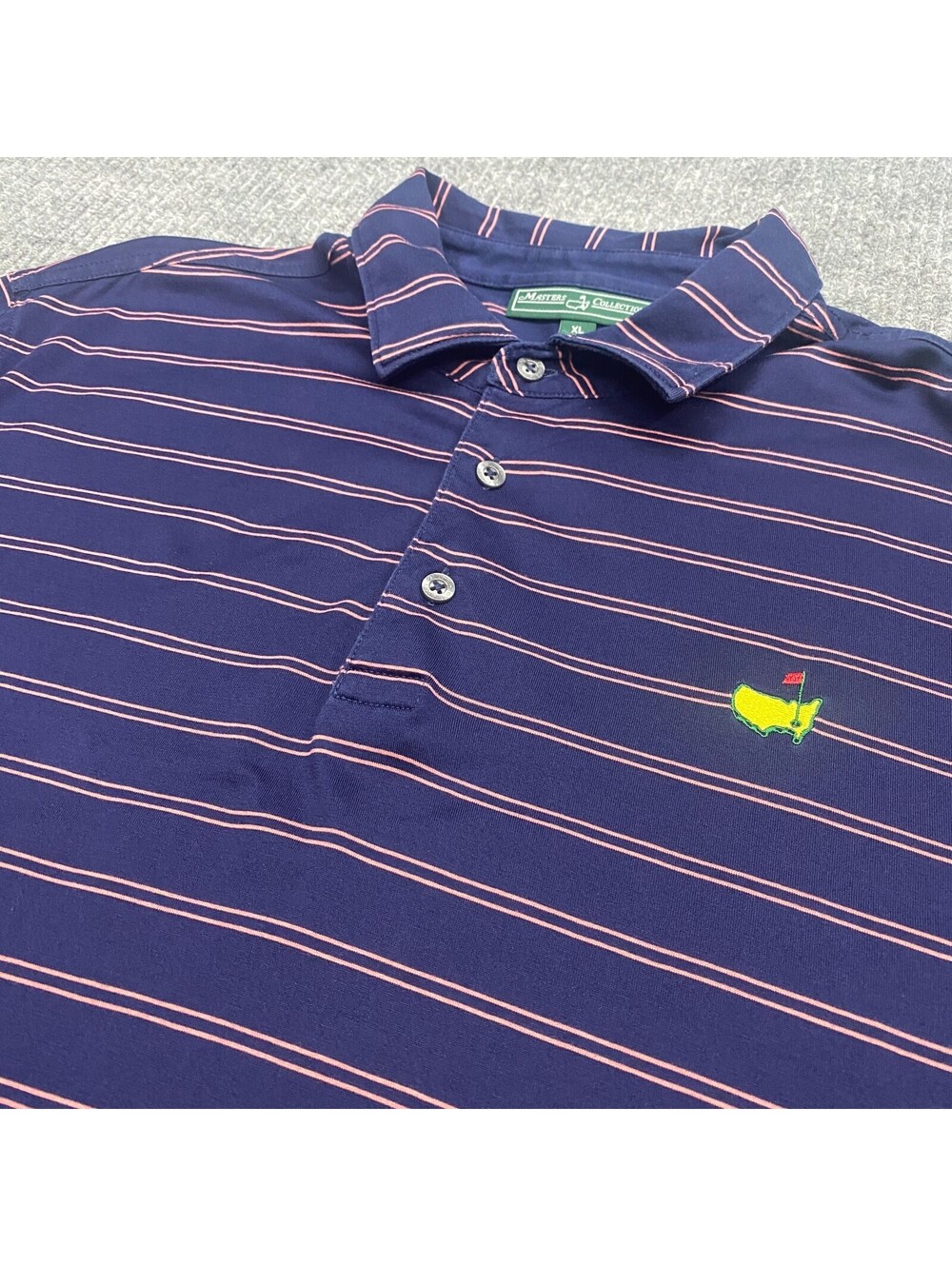 Masters Polo‎ Shirt Mens XL Blue Striped Augusta National Logo Pima Cotton Golf
